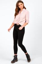 Francesca's Oletta Double Pocket Button Down Top - Blush