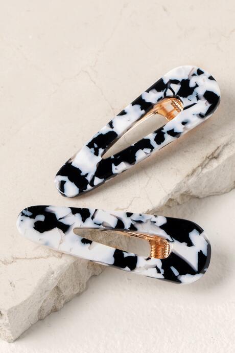 Francesca's Ava Black And White Hair Clips - Black/white