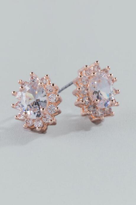Francesca's Leah Cubic Zirconia Stud Earrings - Crystal