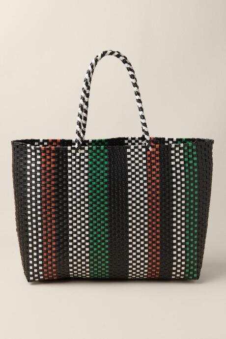 Francesca's Carmella Basket Weave Tote - Black