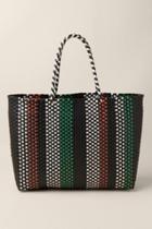 Francesca's Carmella Basket Weave Tote - Black