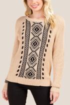 Francesca's Tamra Whipstitch Sweater - Taupe