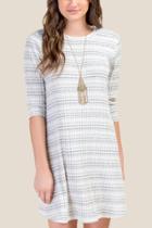 Francesca's Natalie Striped Shift Dress - Heather Gray