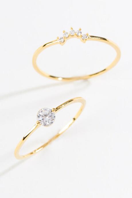 Francesca's Dora Sterling Silver Stack Rings - Crystal