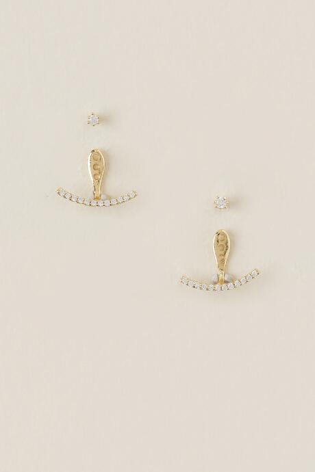 Francesca's Luciana Cubic Zirconia Ear Jackets - Crystal