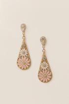 Francesca's Rita Flower Long Teardrop Earring - Pale Pink