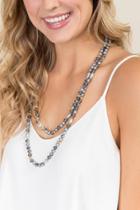Francesca's Arielle Beaded Glass And Pearl Necklace - Gray