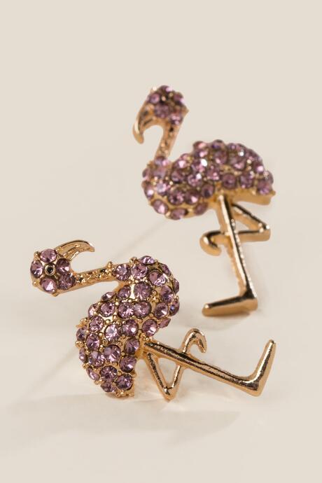 Francesca's Pave Pink Flamingo Studs - Pink