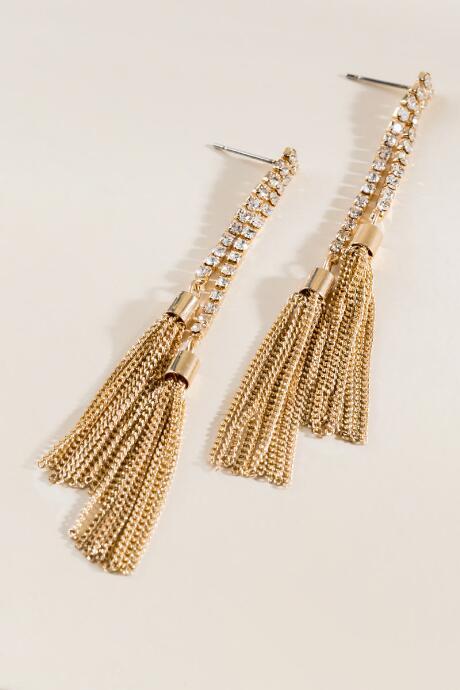 Francesca's Kara Crystal Tassel Earrings - Crystal