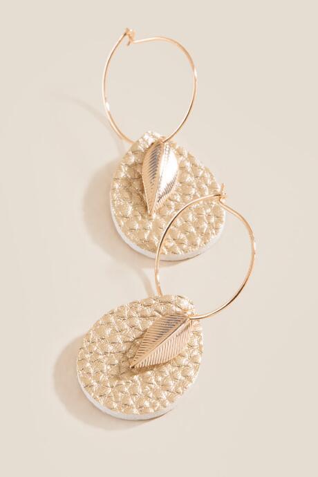 Francesca's Cara Leather Teardrop Charm Earrings - Gold