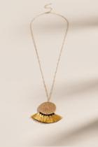 Francesca's Rylie Tasseled Circle Pendant Necklace - Marigold
