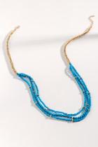 Francesca's Kyla Layered Beaded Chain Necklace - Turquoise