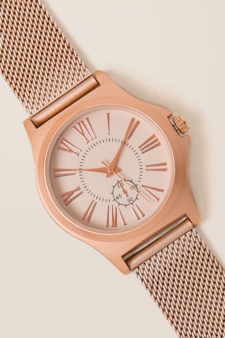 Francesca's Pauline Mesh Band Watch - Rose/gold