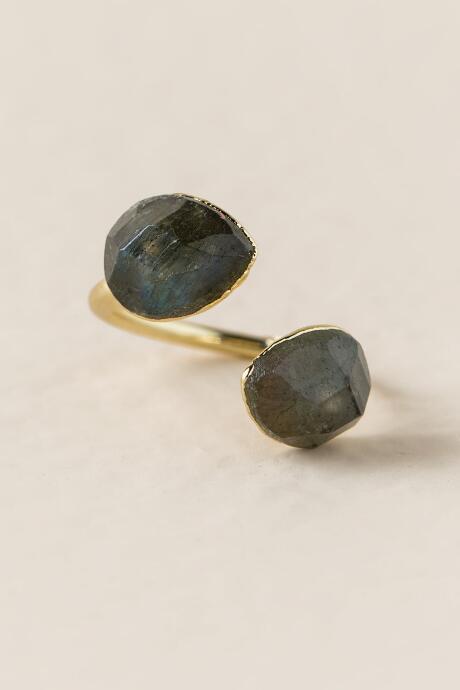 Francesca's Lena Adjustable Labradorite Ring - Gray