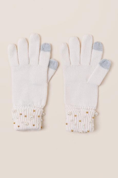 Francesca's Jaclyn Pearl Beaded Gloves - Ivory