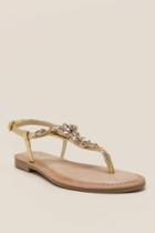 Francesca Inchess Elsa Embellished Stone T-strap Sandal - Gold