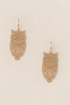 Francesca's Stamped Owl Drop Earring - Gold