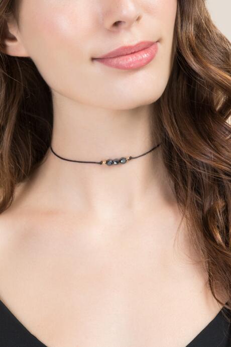 Francesca Inchess Regina Beaded Cord Choker - Hematite