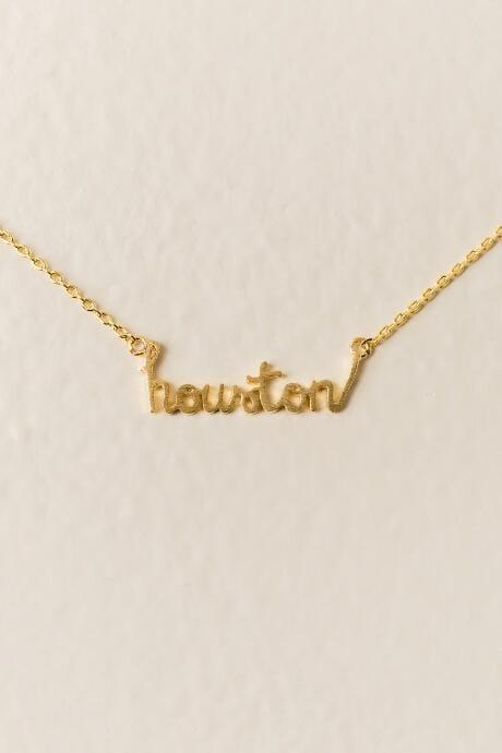 Francesca's Houston Script Pendant In Gold - Gold