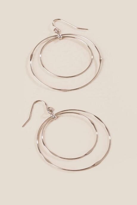 Francesca's Bev Double Drop Circle Earrings - Silver