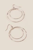 Francesca's Bev Double Drop Circle Earrings - Silver