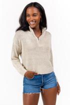Francesca's Chandler Quarter Zip Pullover Sweater - Taupe