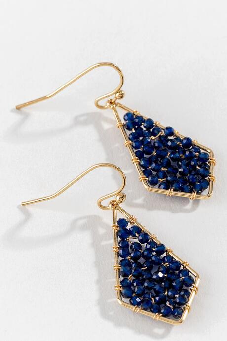 Francesca's Juliana Beaded Teardrop Earrings - Navy