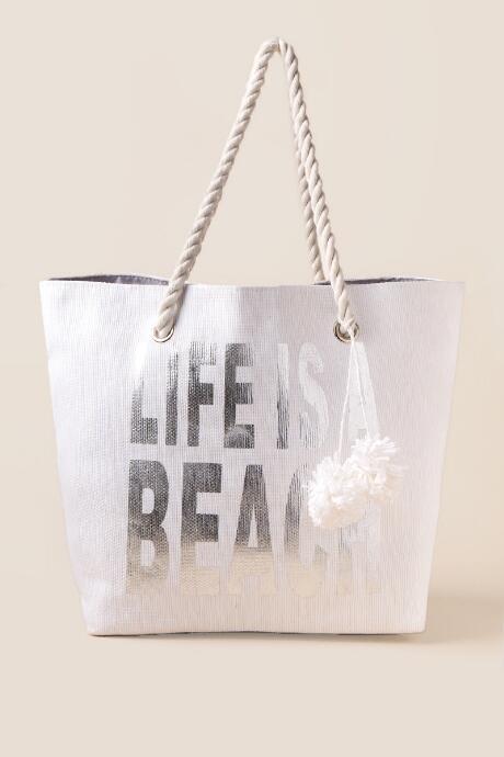 Francesca's Life Is A Beach Tote - White