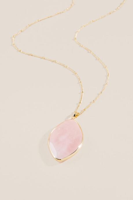 Francesca Inchess Emma Faceted Rose Quartz Pendant - Pale Pink