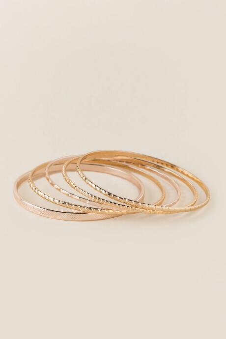 Francesca's Daina Thin Bangles Set - Mixed Plating