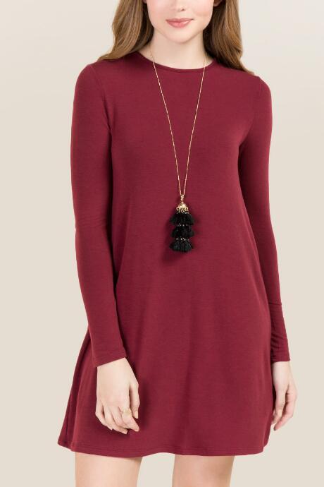 Alya Lyndsey Tie Back Knit Dress - Burgundy