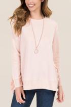 Francesca's Barrett Ruffle Step Hem Sweatshirt - Blush