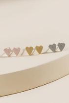 Francesca's Tiana Metal Heart Stud Earring Set - Mixed Plating