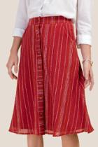 Francesca's Braelyn Yarn Dyed Striped Midi Skirt - Cinnamon