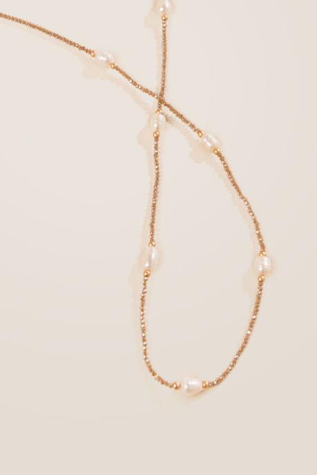 Francesca Inchess Gwendolyn Beaded Pearl Necklace - Taupe