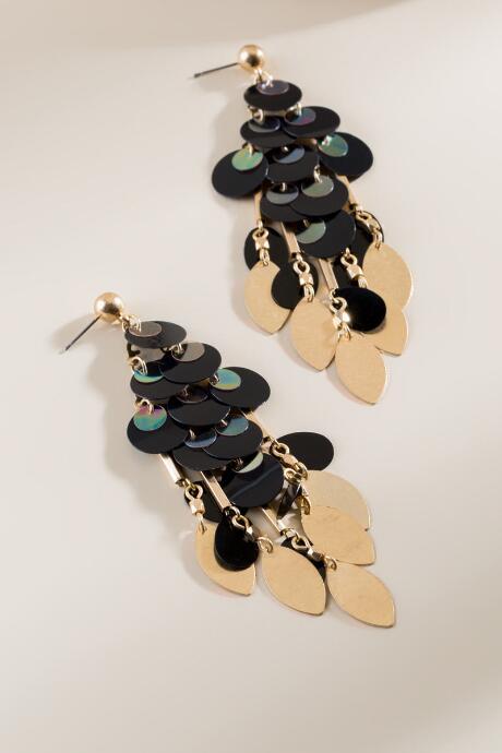 Francesca's Kiara Sequin Kite Earrings - Black