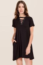Alya Bryce Lattice Knit Dress - Black