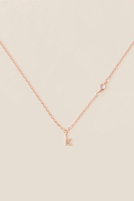 Francesca's K 14k Initial Necklace In Rose Gold - Rose/gold