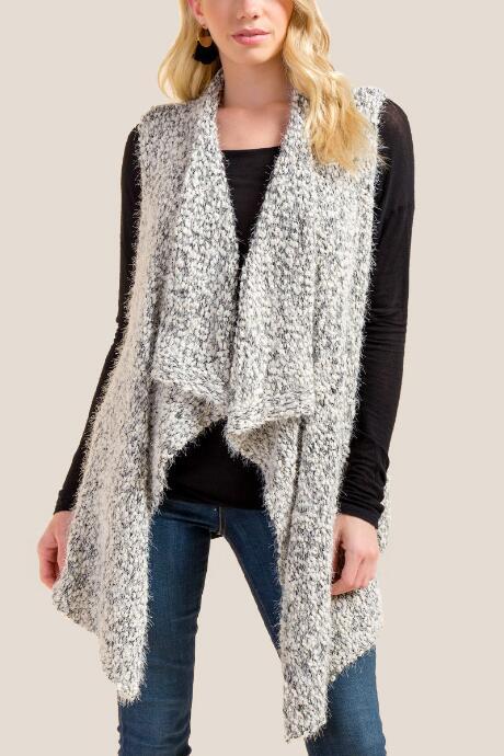 Francesca's Talulla Drape Front Sweater Vest - Black/white