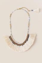 Francesca's Naveen Ivory Tassel Fan Necklace - Ivory