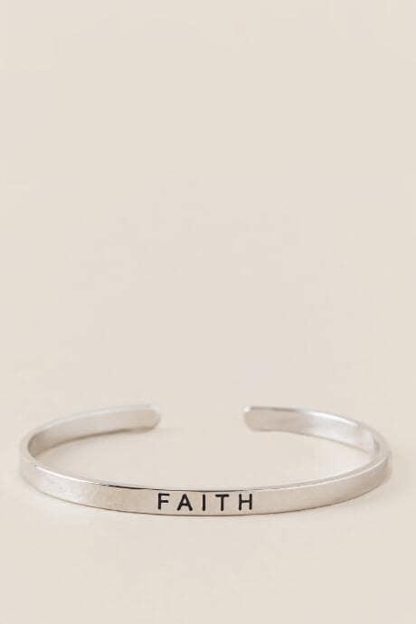 Francesca's Faith Bangle In Silver - Silver