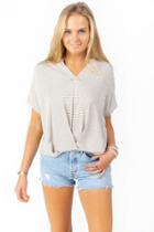 Francesca's Wionna Front Pleat Top - Ivory