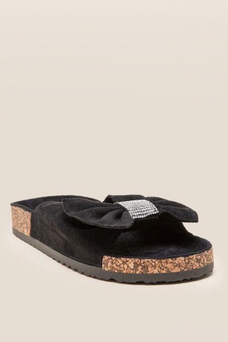 Francesca Inchess Bling Bow Embellished Footbed Sandal - Black