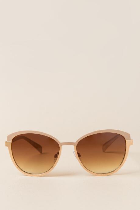 Francesca's Reanne Cat Eye Sunglasses - Nude