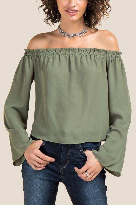 Francesca Inchess Genesis Off The Shoulder Smocked Blouse - Dark Olive