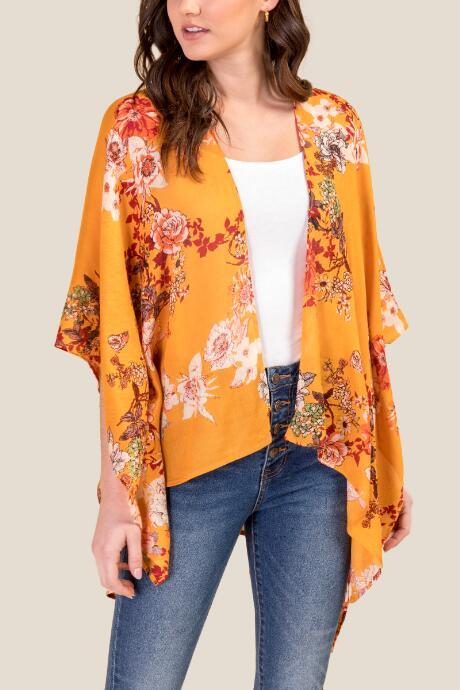 Francesca's Jana Tie Front Ruana - Marigold