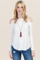 Ayla Marsha Cold Shoulder Scoop Neck Top - Ivory