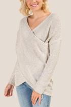 Francesca's Heather Surplus Twist Sweater - Taupe