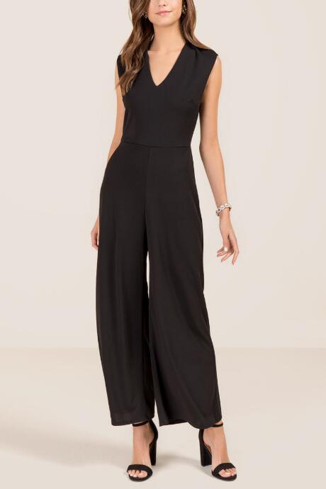 Francesca's Reese V-neck Jumpsuit - Black