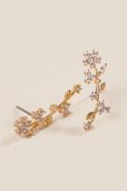 Francesca's Kaiya Flower Crawler Earrings - Crystal